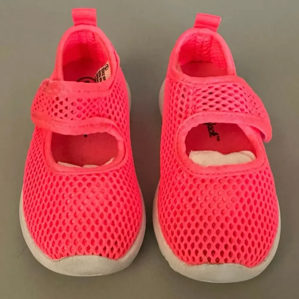 Cat & Jack Girls Toddler Size 6 Water Shoes Pink‎ Mesh Beach Rubber Bottoms
